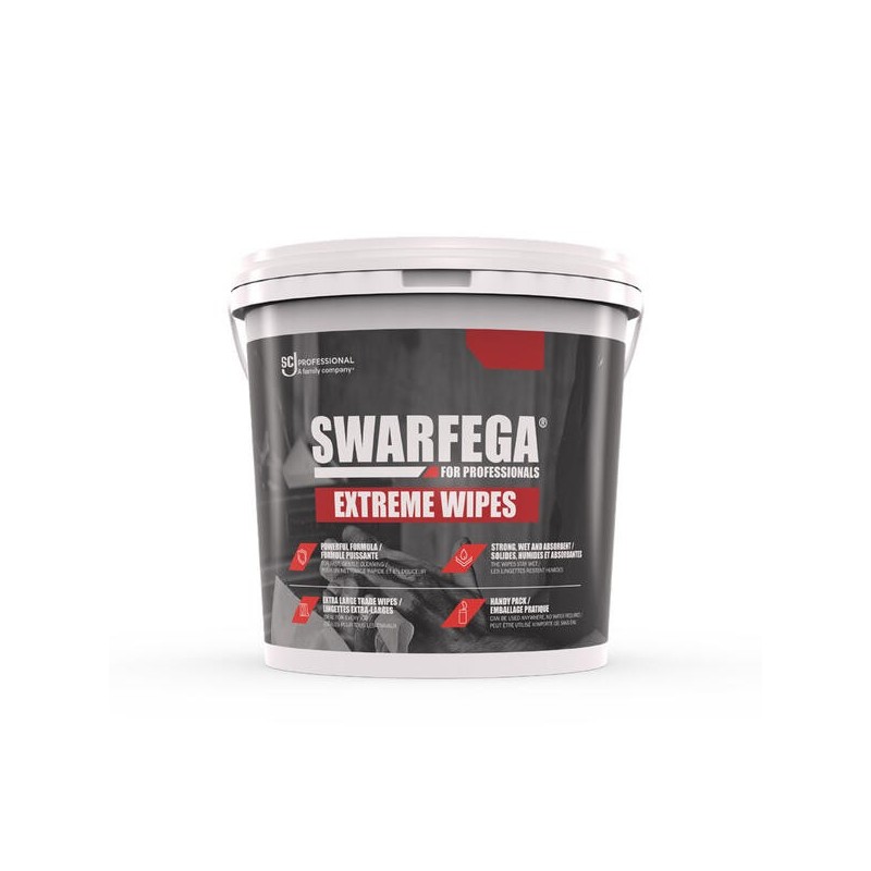 Cubo de 150 toallitas Swarfega Extreme Wipes para limpieza industrial