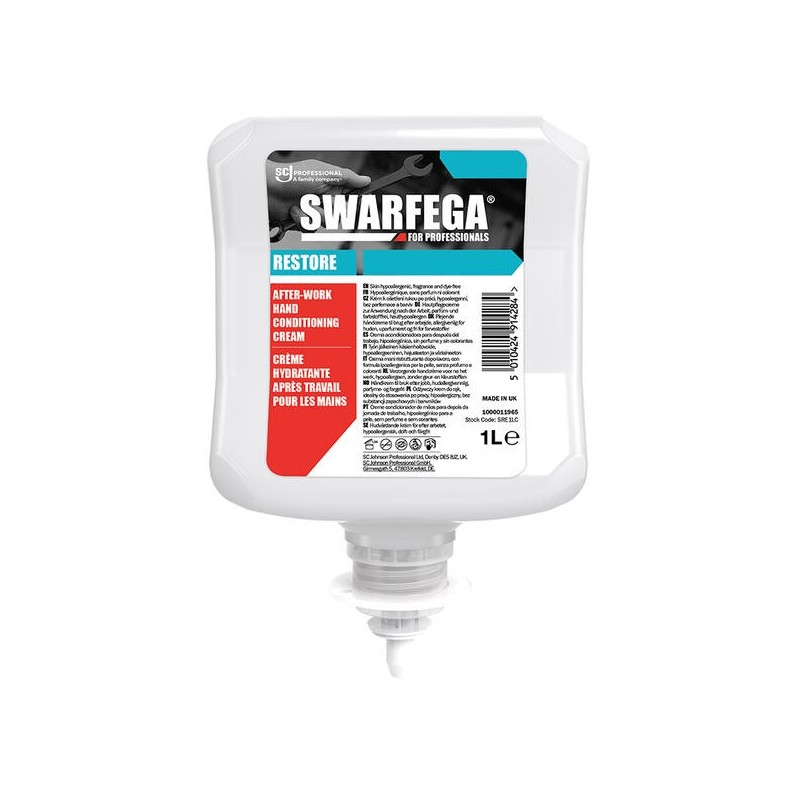 Cartucho de 1 litro de Crema Swarfega Restore para protección y reparación de la piel